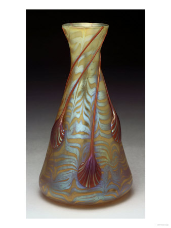 An Applied Iridescent Glass Vase, Circa 1900 by Tani Bunchu Pricing Limited Edition Print image