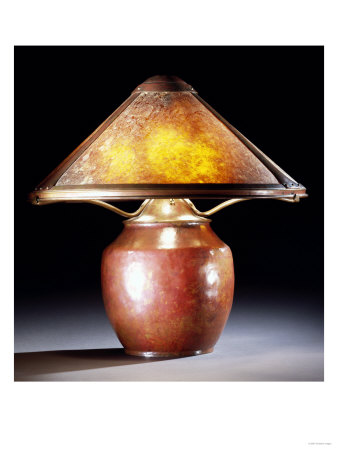 A 'Red Warty' Copper And Mica Table Lamp, 1920 by Dirk Van Erp Pricing Limited Edition Print image