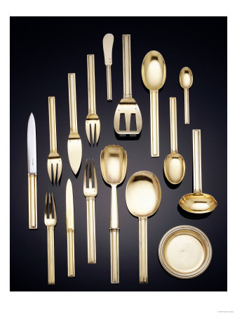 A French Silver Vermeil 'Cannes' Pattern Flatware Service, Circa 1928 by Dirk Van Erp Pricing Limited Edition Print image