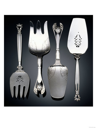 A Danish Silver Serving Forks And Servers, Circa 1927 by Dirk Van Erp Pricing Limited Edition Print image