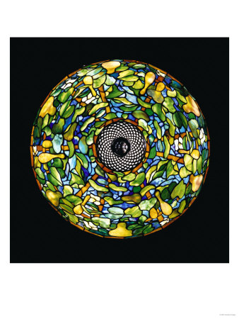 A Detail Of A Rare 'Gourd' Leaded Glass And Bronze Floor Lamp, Tiffany Studios by Maurice Bouval Pricing Limited Edition Print image