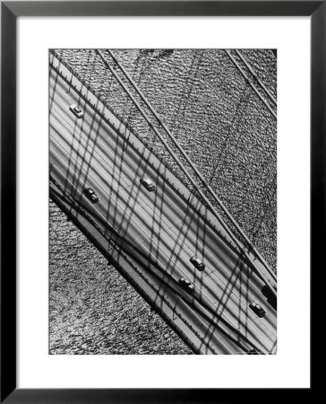 Helicopter View Looking Down On 6 Cars Crossing A Segment Of The Whitestone Bridge by Margaret Bourke-White Pricing Limited Edition Print image