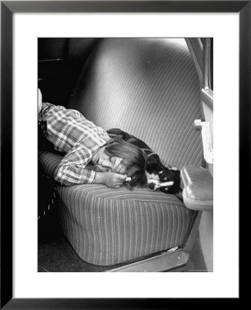 Judy Gordon Lying On Car Seat, Woozy With Car Sickness by Allan Grant Pricing Limited Edition Print image