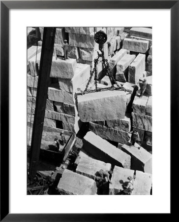 Workers Of Rock At Indiana Limestone Co. Provide Stone For Landmark Skyscrapers by Margaret Bourke-White Pricing Limited Edition Print image