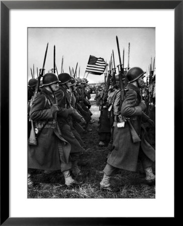 American Glider Troops' Airborne Unit On Parade At Airfield Before Eisenhower's D Day by Frank Scherschel Pricing Limited Edition Print image