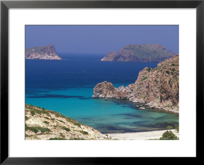 Aerial View Of Plathiena Beach And Rocks, North Of Plaka, Milos, Cyclades Islands, Greece by Marco Simoni Pricing Limited Edition Print image