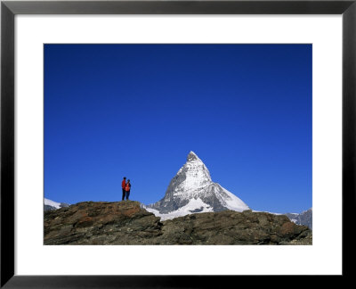 Hikers On Rocks And The Matterhorn, Rotenboden, Zermatt, Valais, Swiss Alps, Switzerland by Ruth Tomlinson Pricing Limited Edition Print image