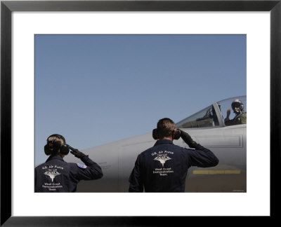 U.S. Air Force Senior Airmen Salute The Captain During Sentry Eagle, August 11, 2007 by Stocktrek Images Pricing Limited Edition Print image