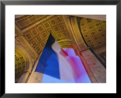 French Flag Flying At Dusk, Arc De Triomphe, Paris, France, Europe by Gavin Hellier Pricing Limited Edition Print image