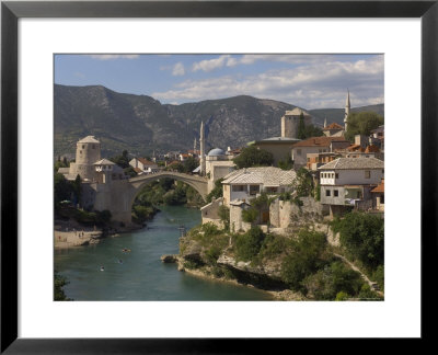 The New Old Bridge Over The Fast Flowing River Neretva, Mostar, Bosnia, Bosnia-Herzegovina, Europe by Graham Lawrence Pricing Limited Edition Print image