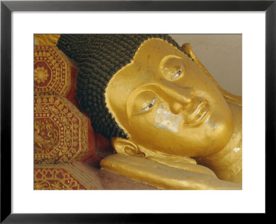 Close-Up Of Head Of A Reclining Buddha Statue, Wat Chedi Luang, Chiang Mai, Thailand by Bruno Morandi Pricing Limited Edition Print image