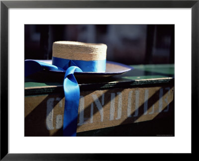 Close-Up Of Gondolier's Straw Hat And Blue Ribbon, Venice, Veneto, Italy, Europe by Oliviero Olivieri Pricing Limited Edition Print image