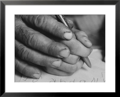One Of The Rotolo Brothers Learning To Write After Cataract Operations Which Restored Their Sight by Carlo Bavagnoli Pricing Limited Edition Print image