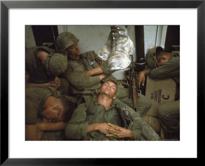 American Marines Of 7Th Regiment Sleep In Amtrak Following Intense Fighting In Cape Batangan by Paul Schutzer Pricing Limited Edition Print image