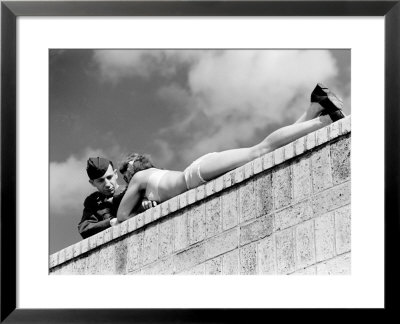 American Soldier Chatting With A Sunbathing German Girl In Postwar Berlin by Margaret Bourke-White Pricing Limited Edition Print image