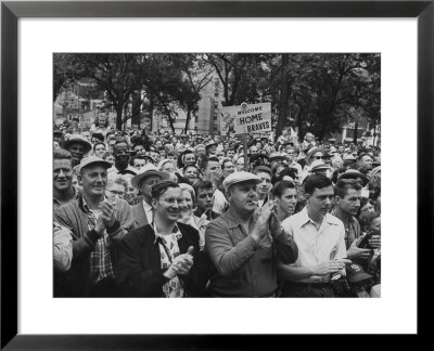Milwaukee Braves Fans Jam The Streets To Welcome Team Back From Road Trip With Victory Parade by Francis Miller Pricing Limited Edition Print image
