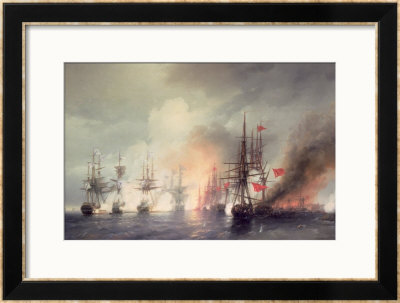 Russian-Turkish Sea Battle Of Sinop On 18Th November 1853, 1853 by Ivan Konstantinovich Aivazovsky Pricing Limited Edition Print image