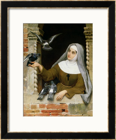 Feeding The Pigeons, 1877 by Eugen Von Blaas Pricing Limited Edition Print image