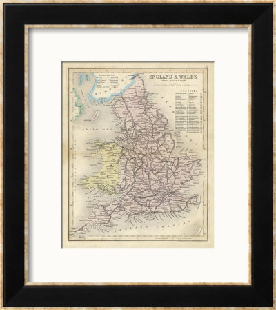 Map Of England And Wales Showing Railways And Canals by James Archer Pricing Limited Edition Print image