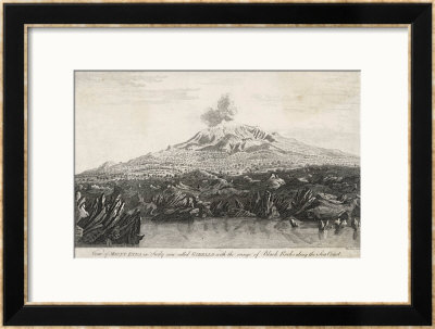 View Of Mount Etna In Sicily Now Called Gibello With The Range Of Black Rocks Along The Sea Coast by Wooding Wooding Pricing Limited Edition Print image