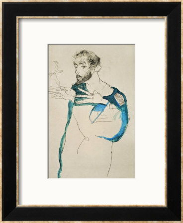 Painter Gustav Klimt In His Blue Painter's Smock, 1913 by Egon Schiele Pricing Limited Edition Print image