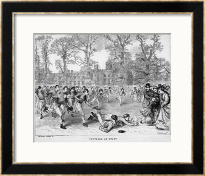 At Rugby School A Crowd Of Schoolboys Run After The Ball At Rugby by Walter Thomas Pricing Limited Edition Print image