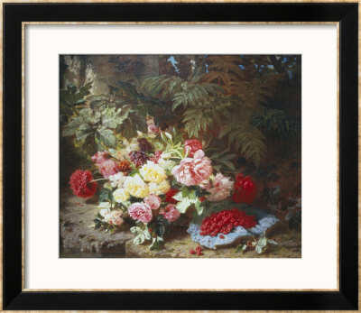 Still Life With Roses And Raspberries by Jean Baptise Robie Pricing Limited Edition Print image