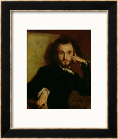 Portrait Of Charles Baudelaire (1821-67) 1844 by Emile Deroy Pricing Limited Edition Print image