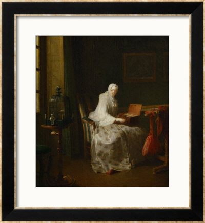 A Serinette (Bird-Organ); Lady With A Variety Of Amusements by Jean-Baptiste Simeon Chardin Pricing Limited Edition Print image