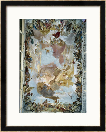 Ceiling Fresco In The Staircase Showing Apollo And The Four Continents, 1753 by Giovanni Battista Tiepolo Pricing Limited Edition Print image