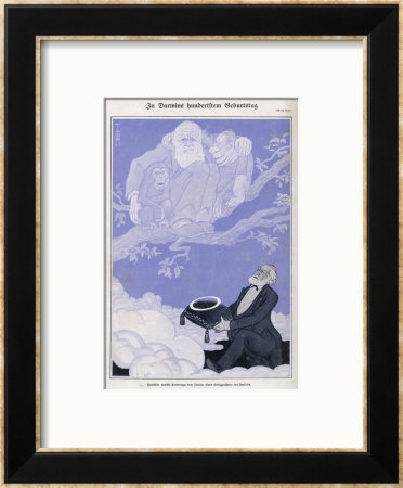 Charles Darwin Receives Birthday Homage From The German Biologist Haeckel by Thomas Theodor Heine Pricing Limited Edition Print image