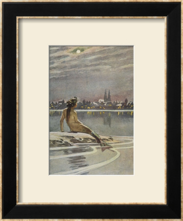 The Little Mermaid Sits On A Rock And Gazes At The Lights Of The Distant Town by Paul Hey Pricing Limited Edition Print image
