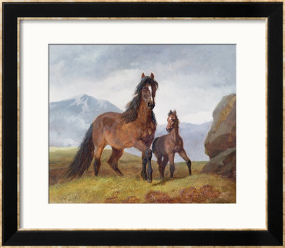 A Welsh Mountain Mare And Foal, 1854 by John Frederick Herring I Pricing Limited Edition Print image