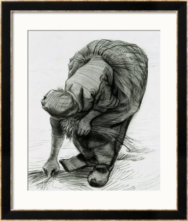 Peasant Woman Gleaning, C.1885 (Black Chalk) by Vincent Van Gogh Pricing Limited Edition Print image
