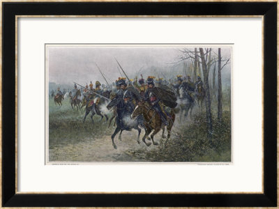 Napoleon And His Staff Surprised By Cossacks During The Retreat From Moscow by V. Chelminski Pricing Limited Edition Print image