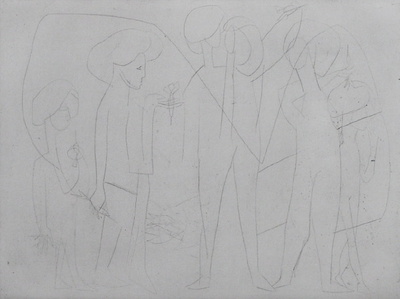 Ap061 - Jeunes Filles Aux Fleches by Jean Messagier Pricing Limited Edition Print image