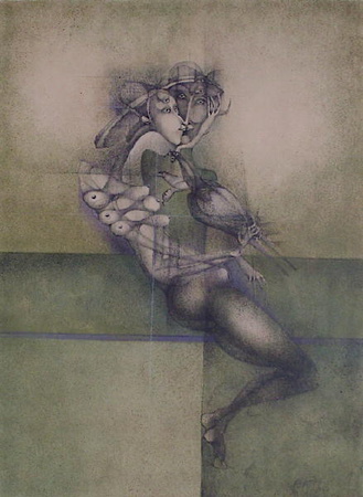 Femme Et Oiseau by Frédéric Bouche Pricing Limited Edition Print image