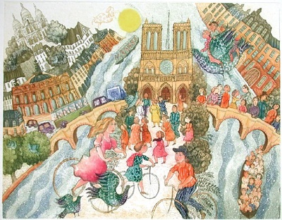 Paris A Velo by Francoise Deberdt Pricing Limited Edition Print image