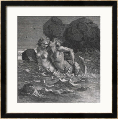 Mermaid Wraps Her Tail Round Her Human Lover And Drags Him To His Doom by Emile Bayard Pricing Limited Edition Print image