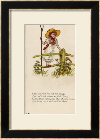 Standing On A Fence Looking For Her Sheep by Kate Greenaway Pricing Limited Edition Print image