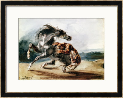 Tiger Attacking A Wild Horse by Eugene Delacroix Pricing Limited Edition Print image