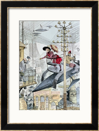 Un Quartier Embrouille, Caricature On The 20Th Century, From Le Xxeme Siecle, Circa 1890 by Albert Robida Pricing Limited Edition Print image