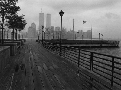 A Pier With A View Of The World Trade Center, New York, Ny by Oote Boe Pricing Limited Edition Print image
