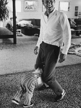 Actor Steve Mcqueen At Home Playing With Son by John Dominis Pricing Limited Edition Print image
