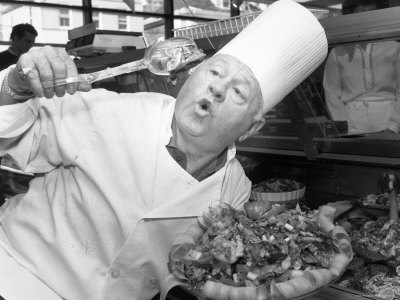 Actor Mickey Rooney Dressed As A Chef For Opening Of His Restaurant, Mickey Rooney's Cafe by Ann Clifford Pricing Limited Edition Print image