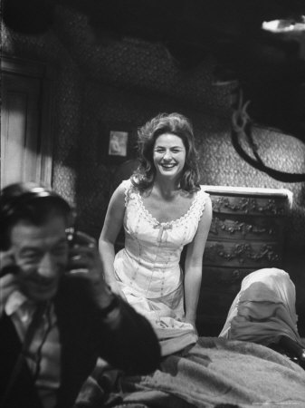 Actress Ingrid Bergman With Stagehands Between Takes On Set For 24 Hours In A Woman's Life by Leonard Mccombe Pricing Limited Edition Print image