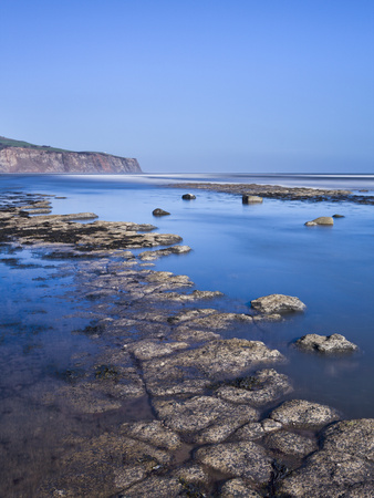 Boggle Hole And Robin Hood's Bay On A Sunny Winter's Day, Yorkshire, England, United Kingdom, Europ by Lizzie Shepherd Pricing Limited Edition Print image
