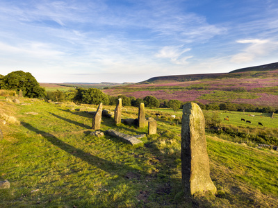 Standing Stones On The North Yorkshire Moors With Arden Great Moor In The Distance, Yorkshire, Engl by Lizzie Shepherd Pricing Limited Edition Print image