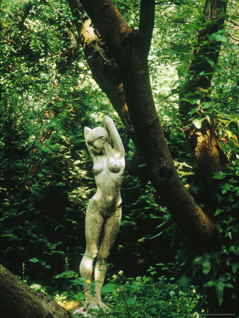 Statue Lucinda By Gerda Rubinstein Dappled Sunlight Beneath Tree Gibberd Garden, Essex by Jacqui Hurst Pricing Limited Edition Print image