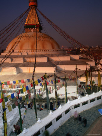 Huge Stupa Of Bodhnath, Religious Centre For Nepal's Considerable Population Of Tibetans by Jeff Cantarutti Pricing Limited Edition Print image